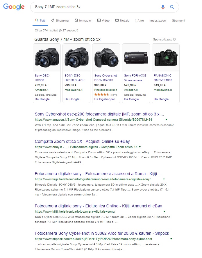 keyword-analisi-serp-sony-fotocamera-digitale