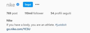 bio link di Nike su instagram