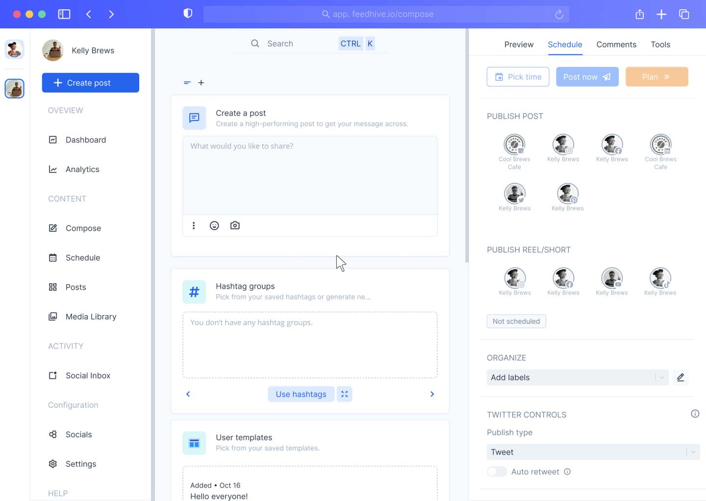 strumenti gestione social AI Feedhive
